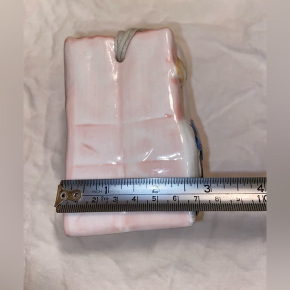 3/55$ Set of 2 Vintage ceramic rectangular vase white duck & blue flowers - Picture 9 of 15